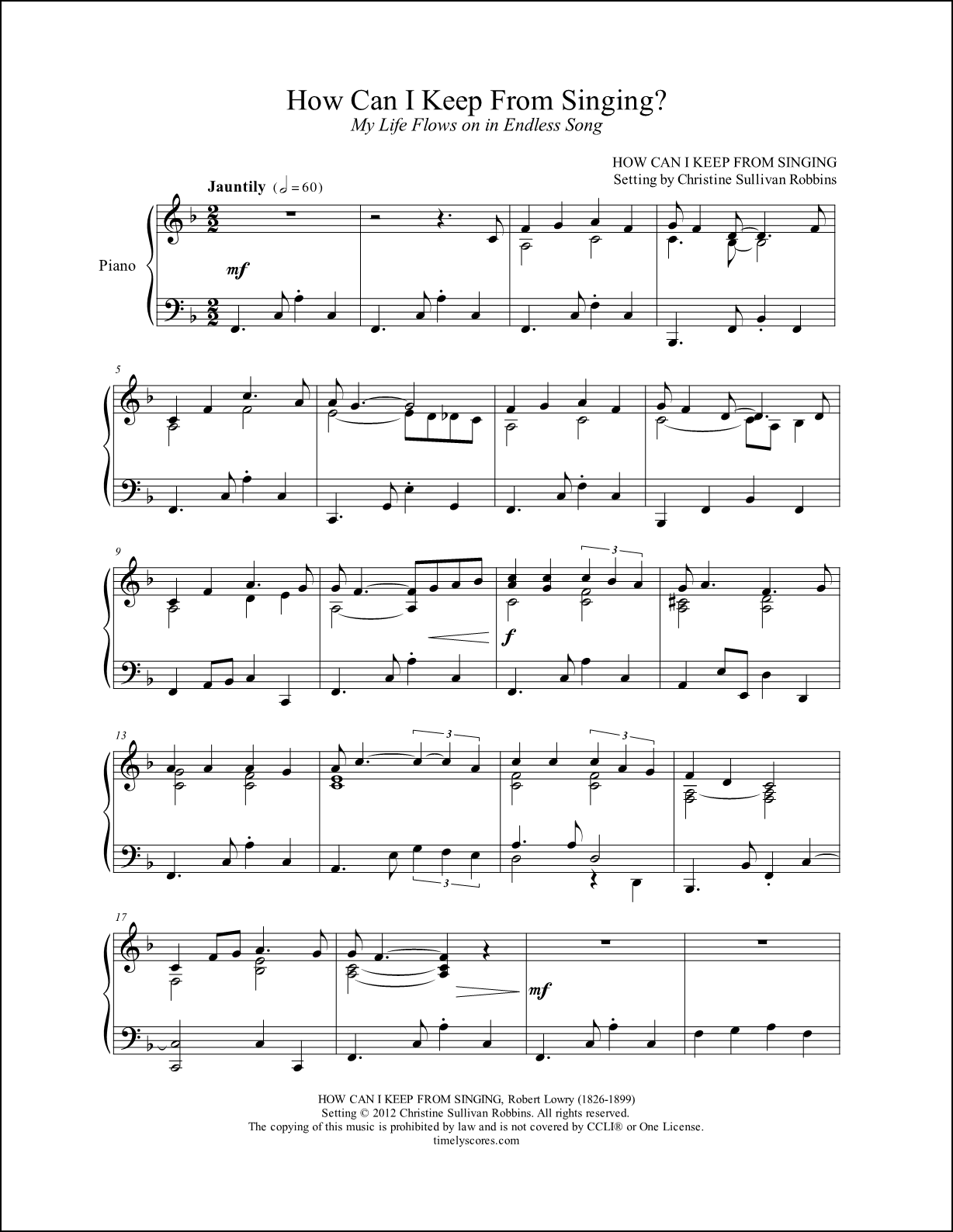 How Can I Keep From Singing Piano Sheet Music