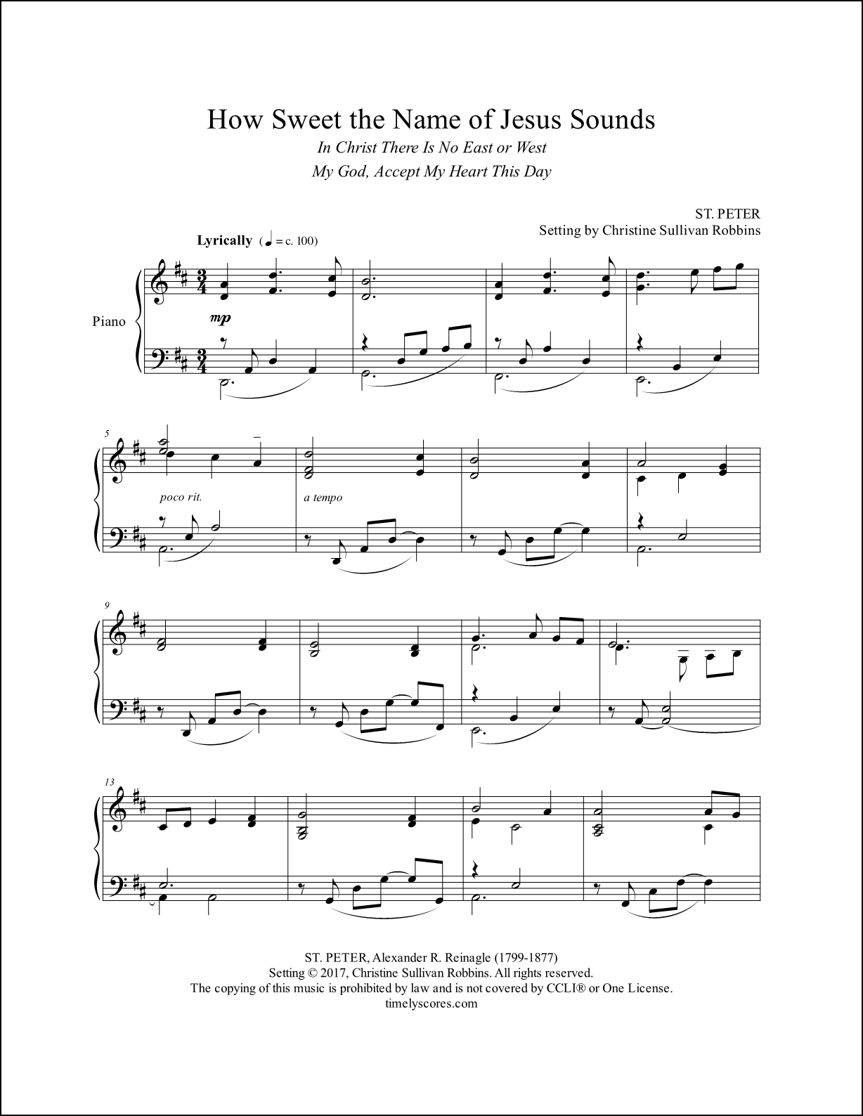 How Sweet the Name of Jesus Sounds Piano Sheet Music