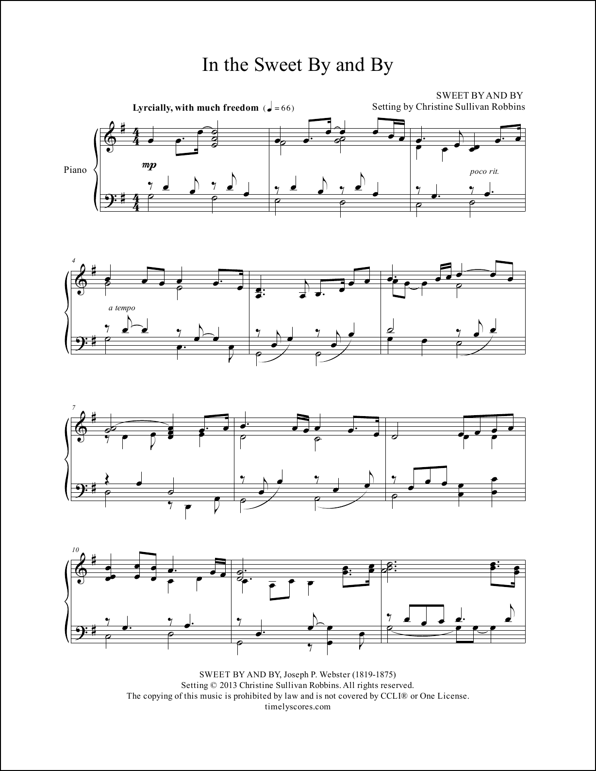 In the Sweet By and By Piano Sheet Music