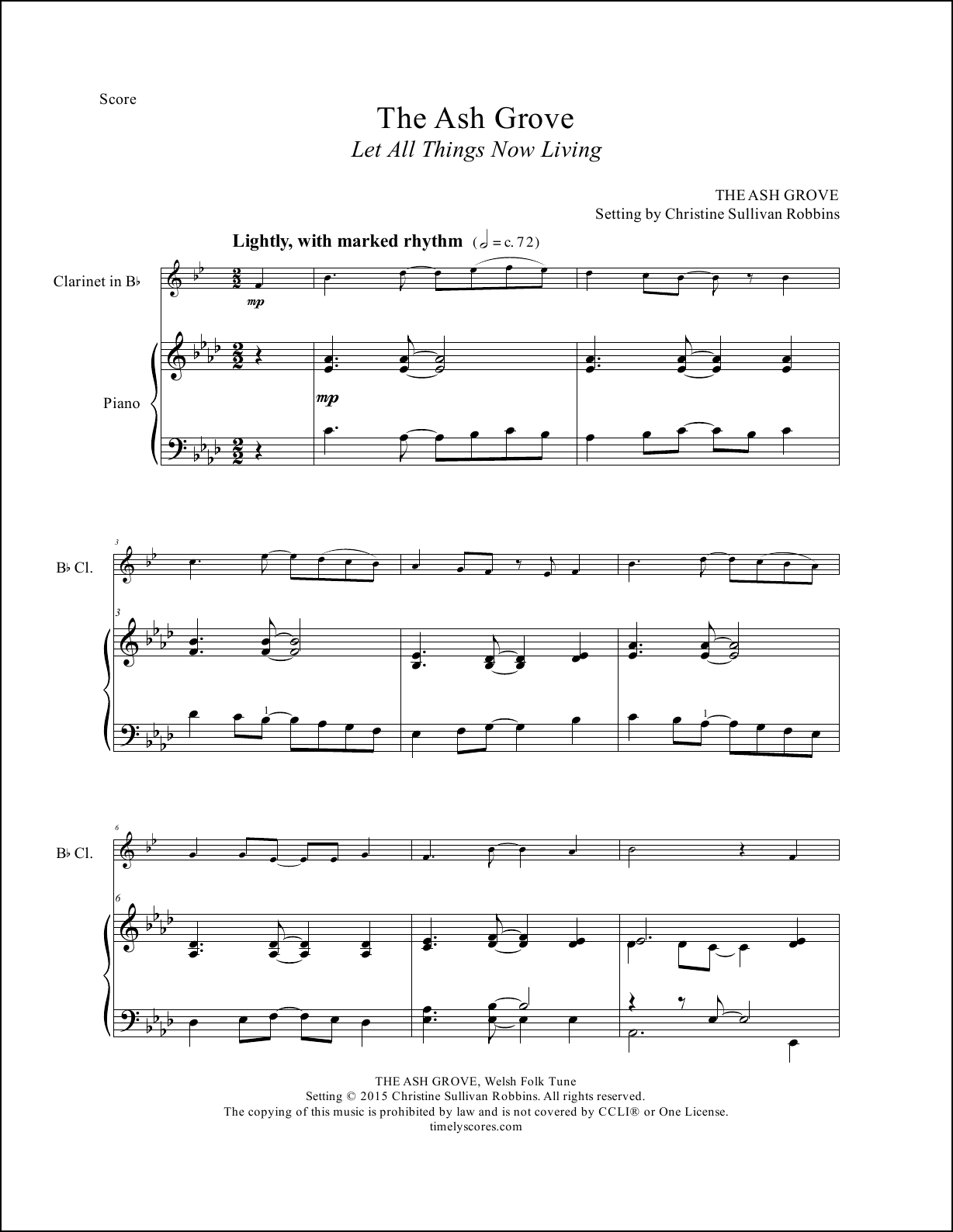 The Ash Grove Piano and Clarinet Sheet Music