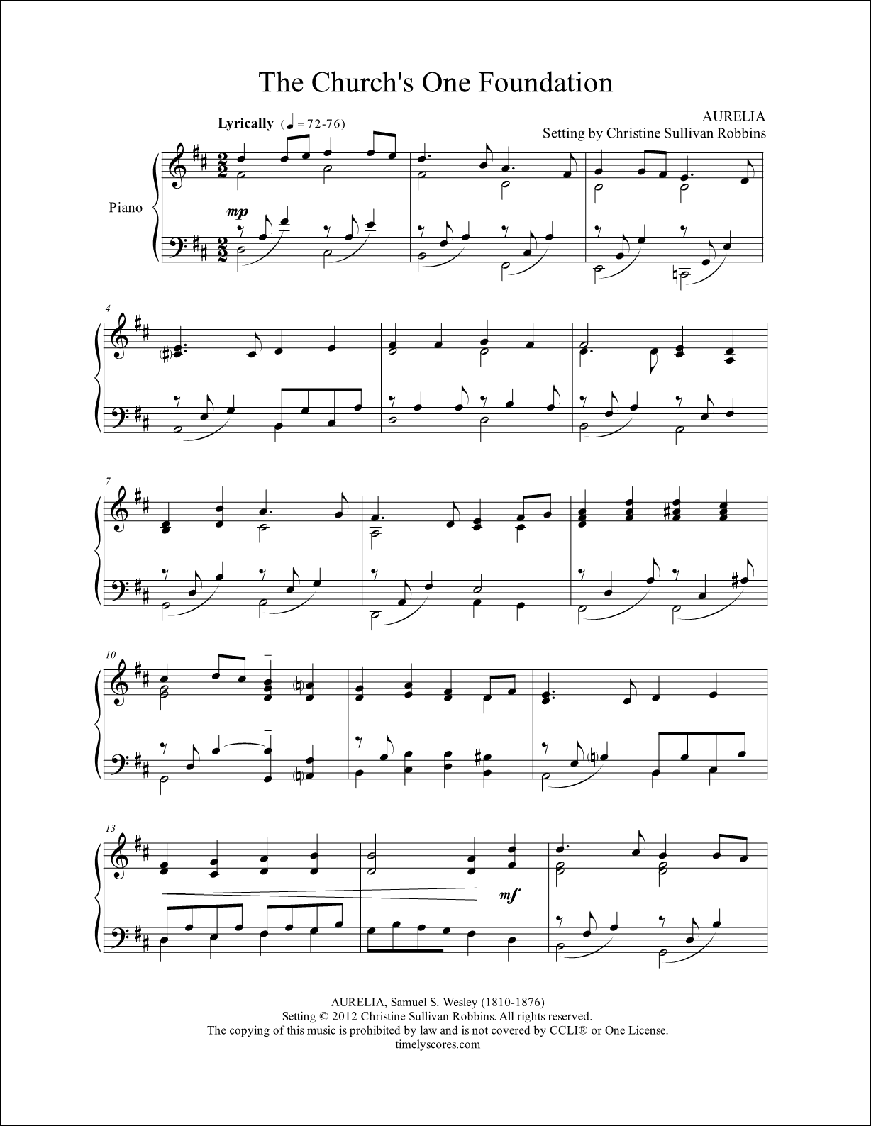 The Church's One Foundation Piano Sheet Music