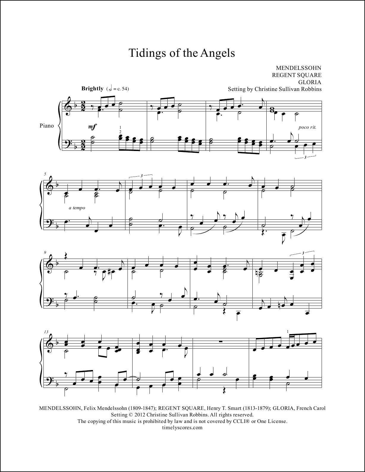 Tidings of the Angels Piano Sheet Music