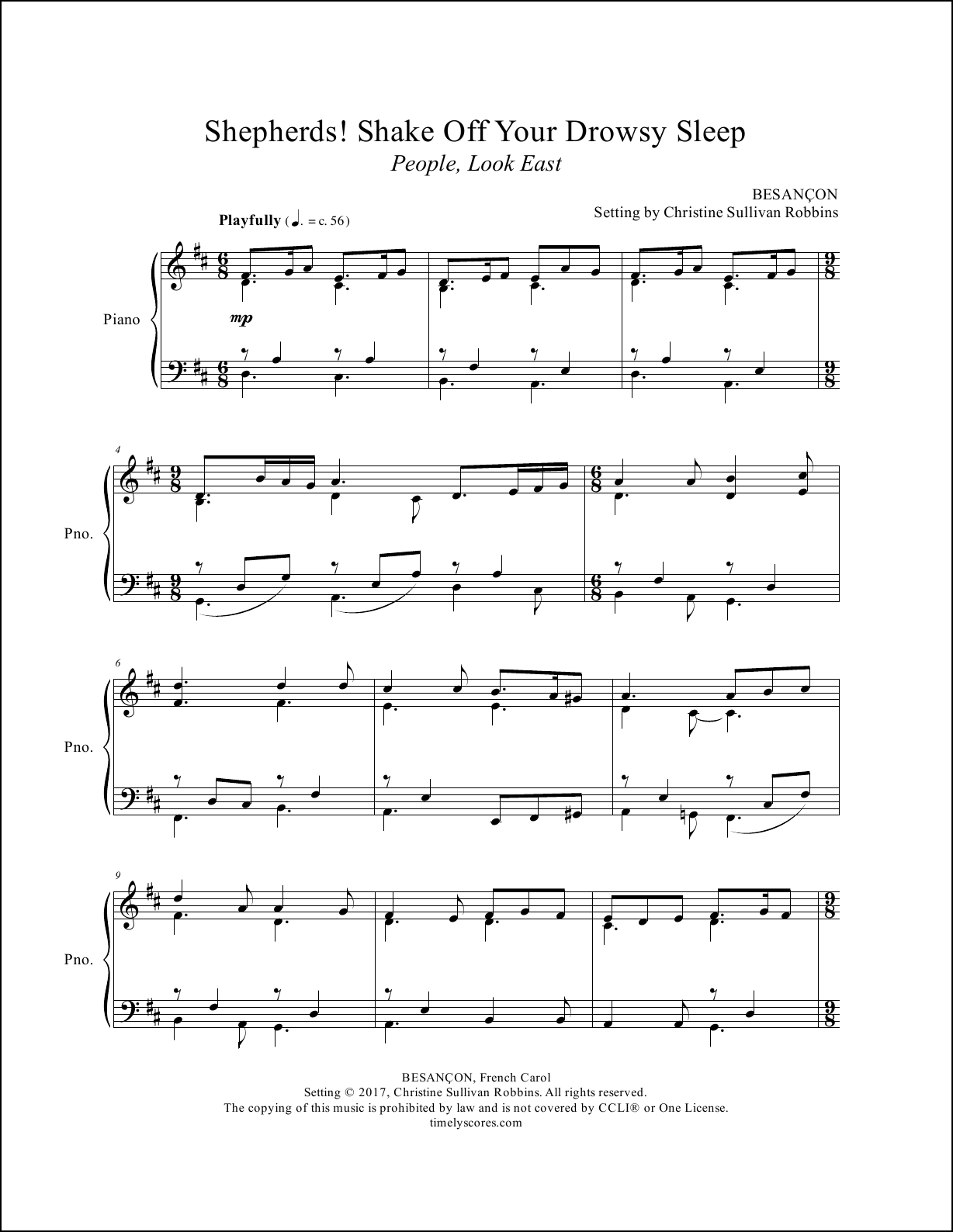 Shepherds Shake Off Your Drowsy Sleep (People, Look East) Piano Sheet Music