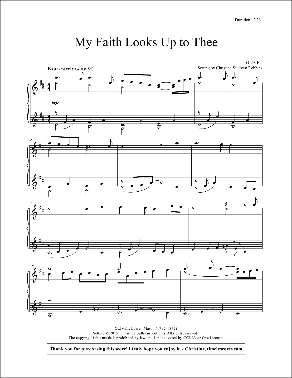 My Faith Looks Up to Thee Piano Sheet Music